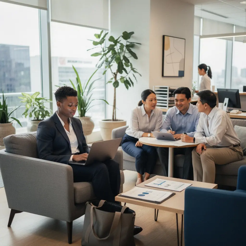 Kobieta korzystająca z komputera w celu aktualizacji polisy ubezpieczeniowej